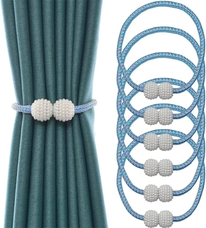 Blue । Magnetic Curtain Tieback with Big Pearl Ball (1 Pair) । CN-28