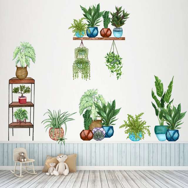 3D Tropical Vine Plant Potted Wall Sticker । CN-07
